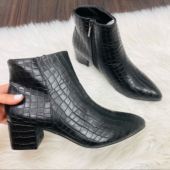 Black croco heeled bootie - Picture 4 of 6